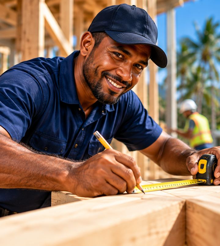 Carpenter at work in Papua New Guinea