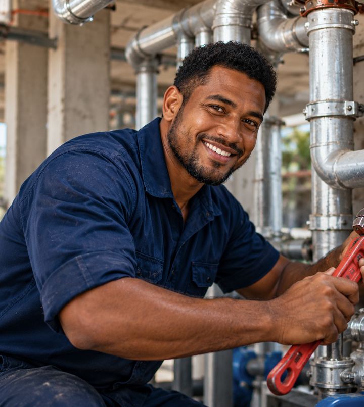 Plumber at work in Papua New Guinea